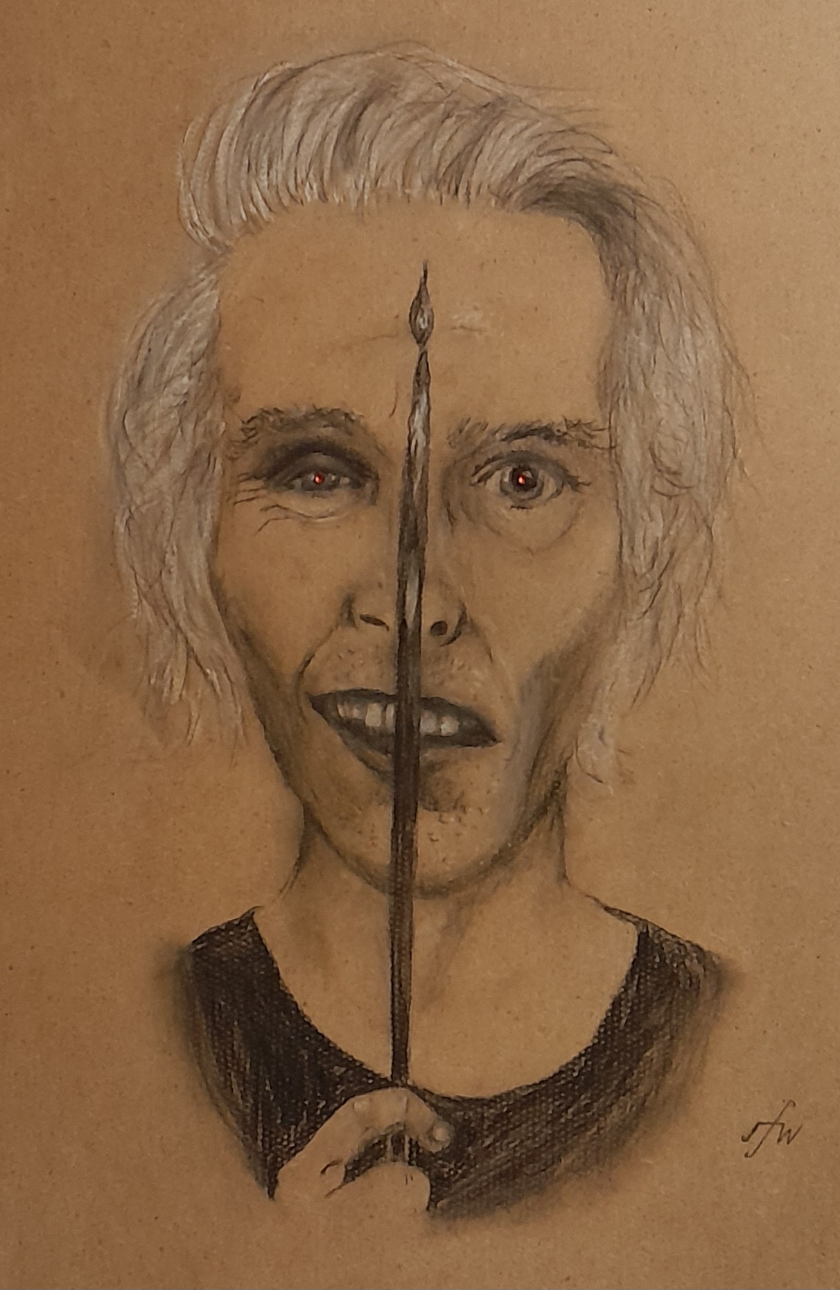 James F Johnston by JF Whitney 2026 (charcoal/chalk on board)